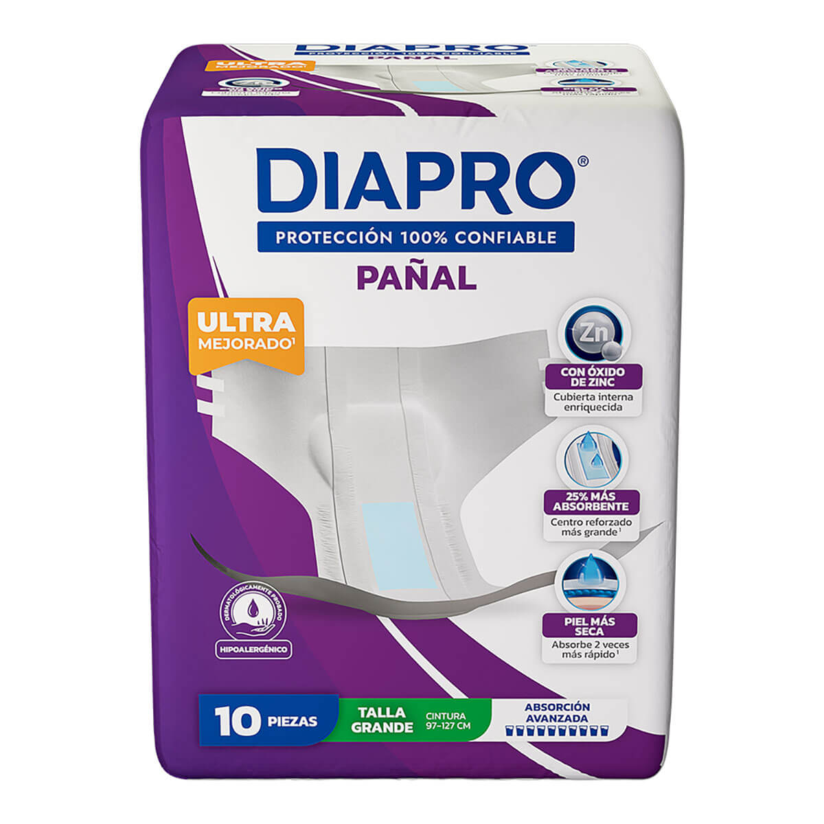 Diapro Pañal Adulto Confort Grande Paquete C-10 Pz - Farmatodo en linea